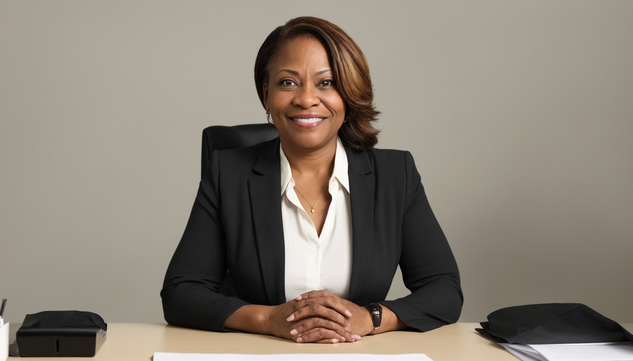 Professional woman behind desk representing economic growth impact